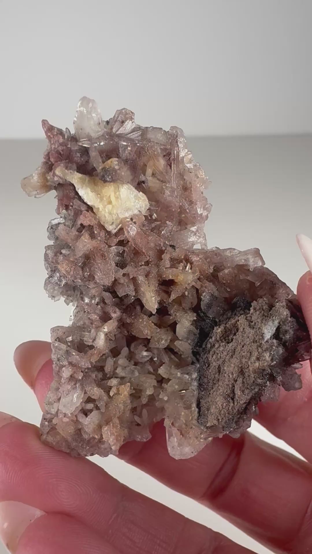 Pink Selenite, Feldspar and Black Tourmaline