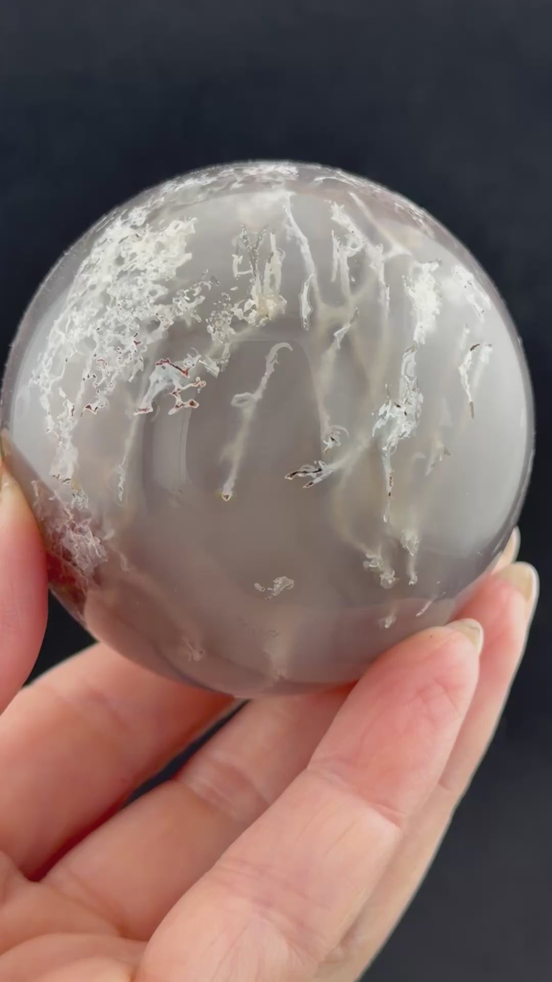 Moss Agate Sphere (chalcedony with dendritic inclusions)