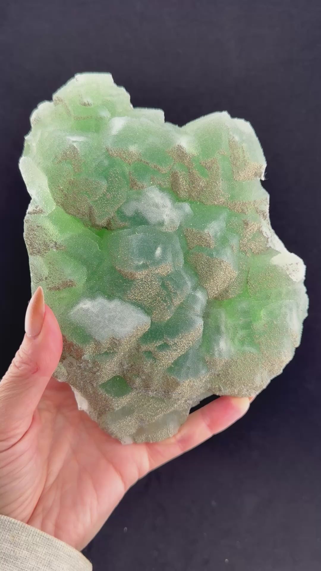 Green Sugar Fluorite with Pyrite, Fujian, China
