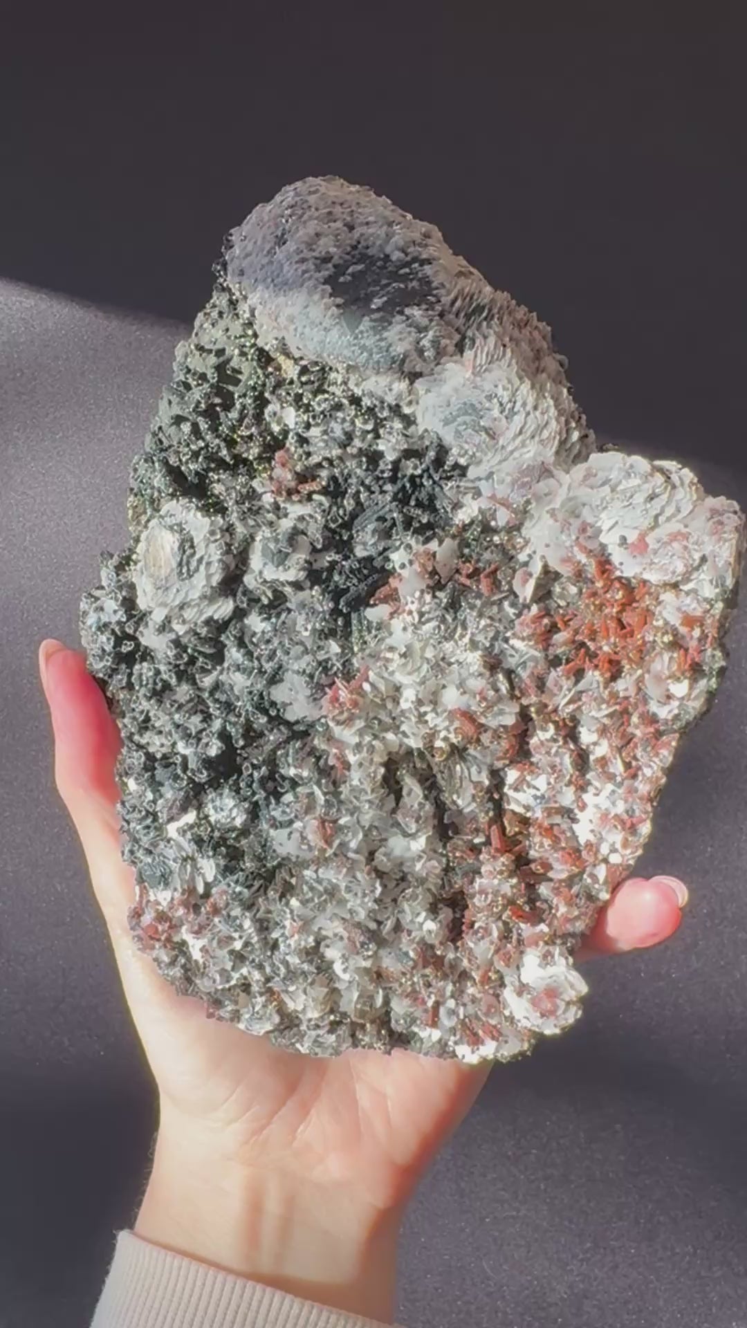 Black and Red Quartz, Petal Calcite and Pyrite