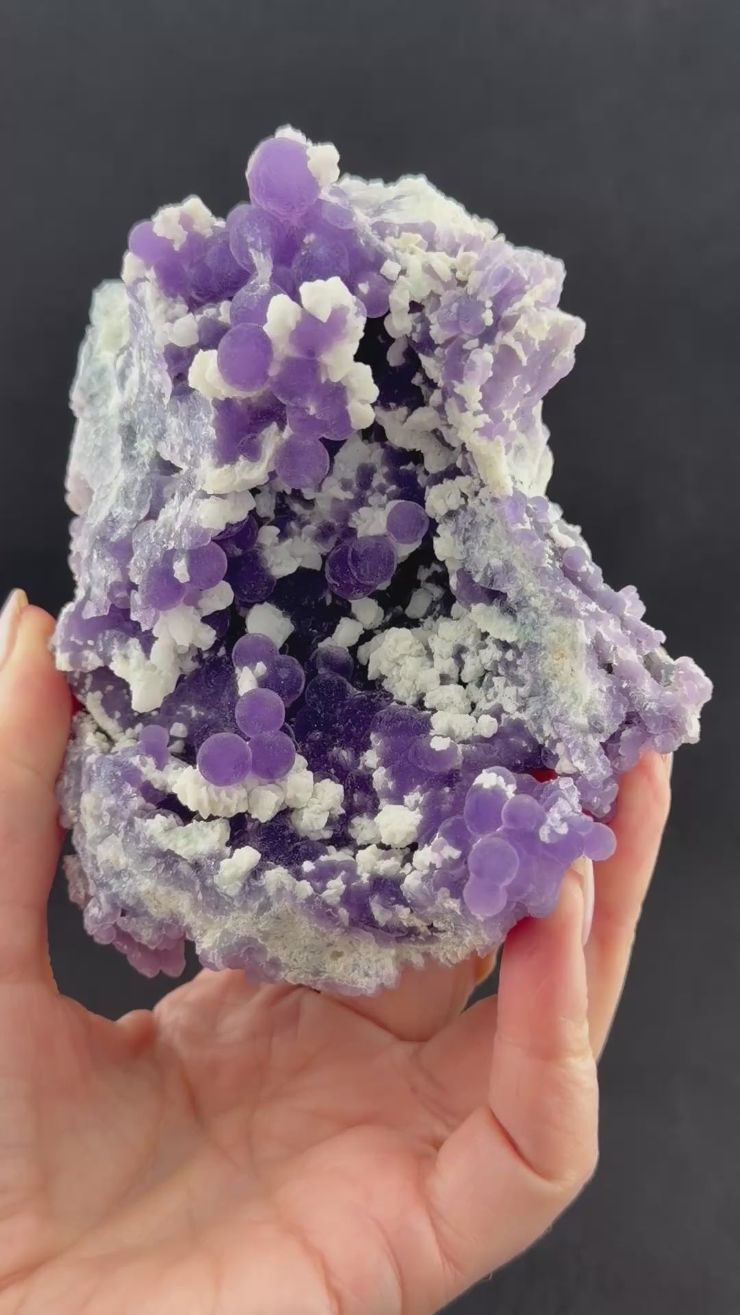 Grape agate (botryoidal chalcedony) with white calcite - West Sulawesi, Indonesia