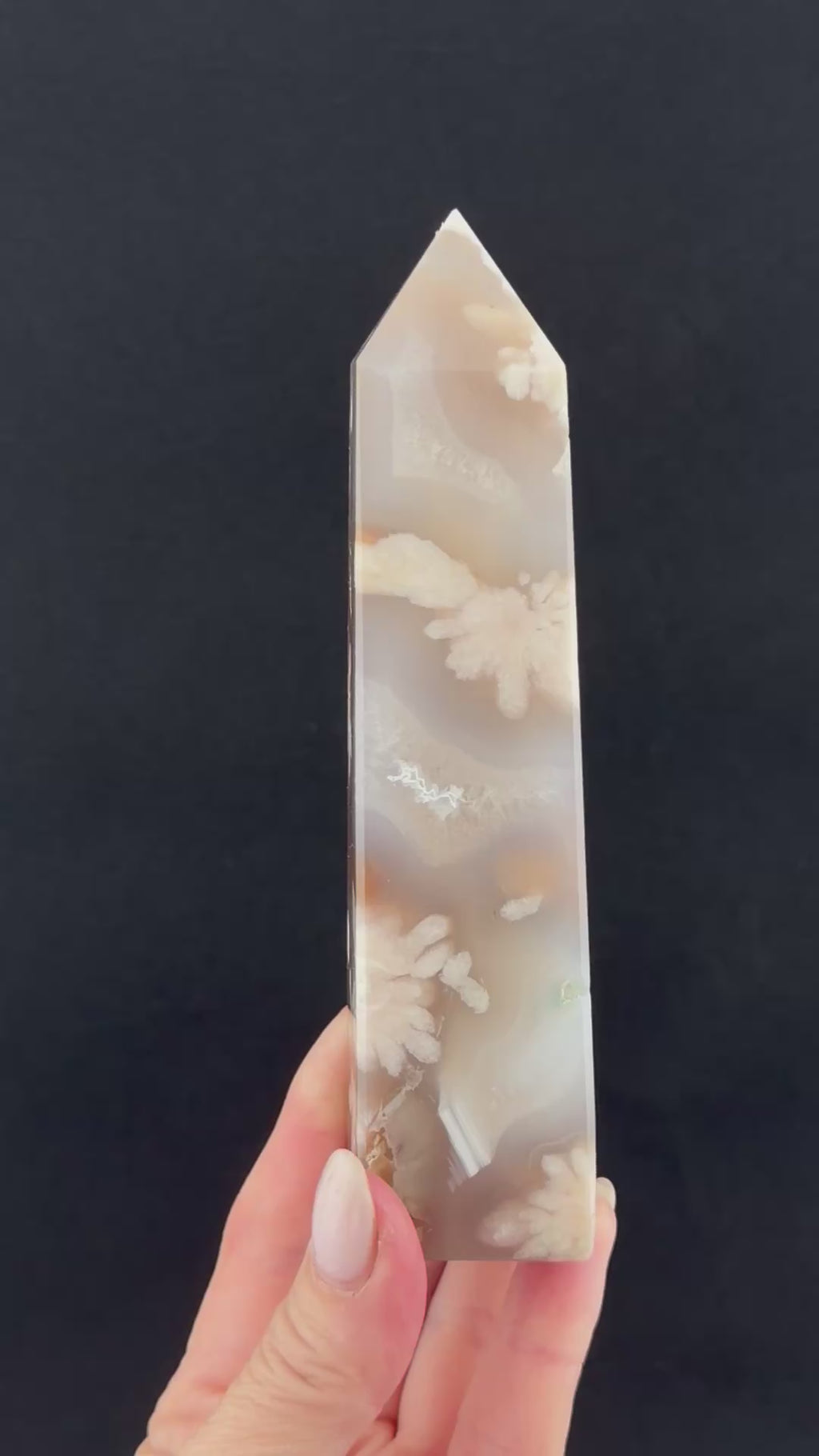 Pink Flower Agate Obelisk - Madagascar
