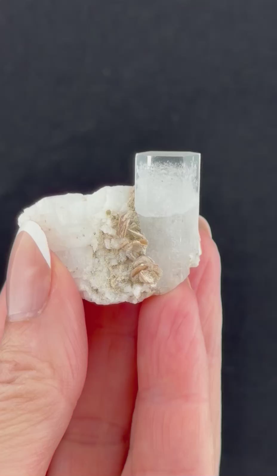 Beryl var. Goshenite with Albaite Feldspar & Muscovite, Pakistan