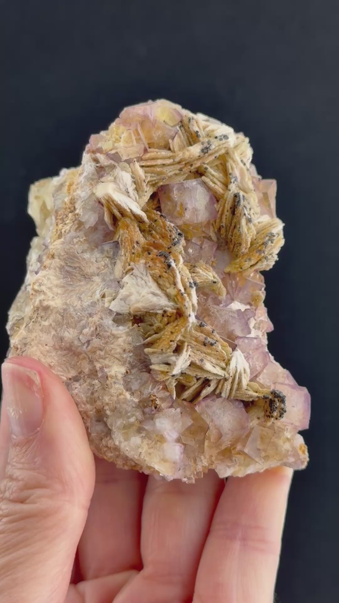 Fluorite and Barite with Goethite Pseudomorphs after Pyrite, North Yorkshire, England