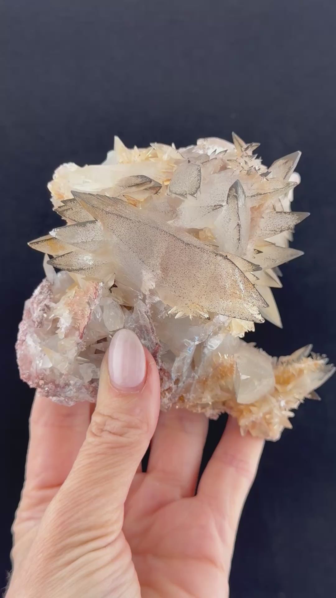 Black Tip Calcite Cluster – Leiping Mine, Hunan, China