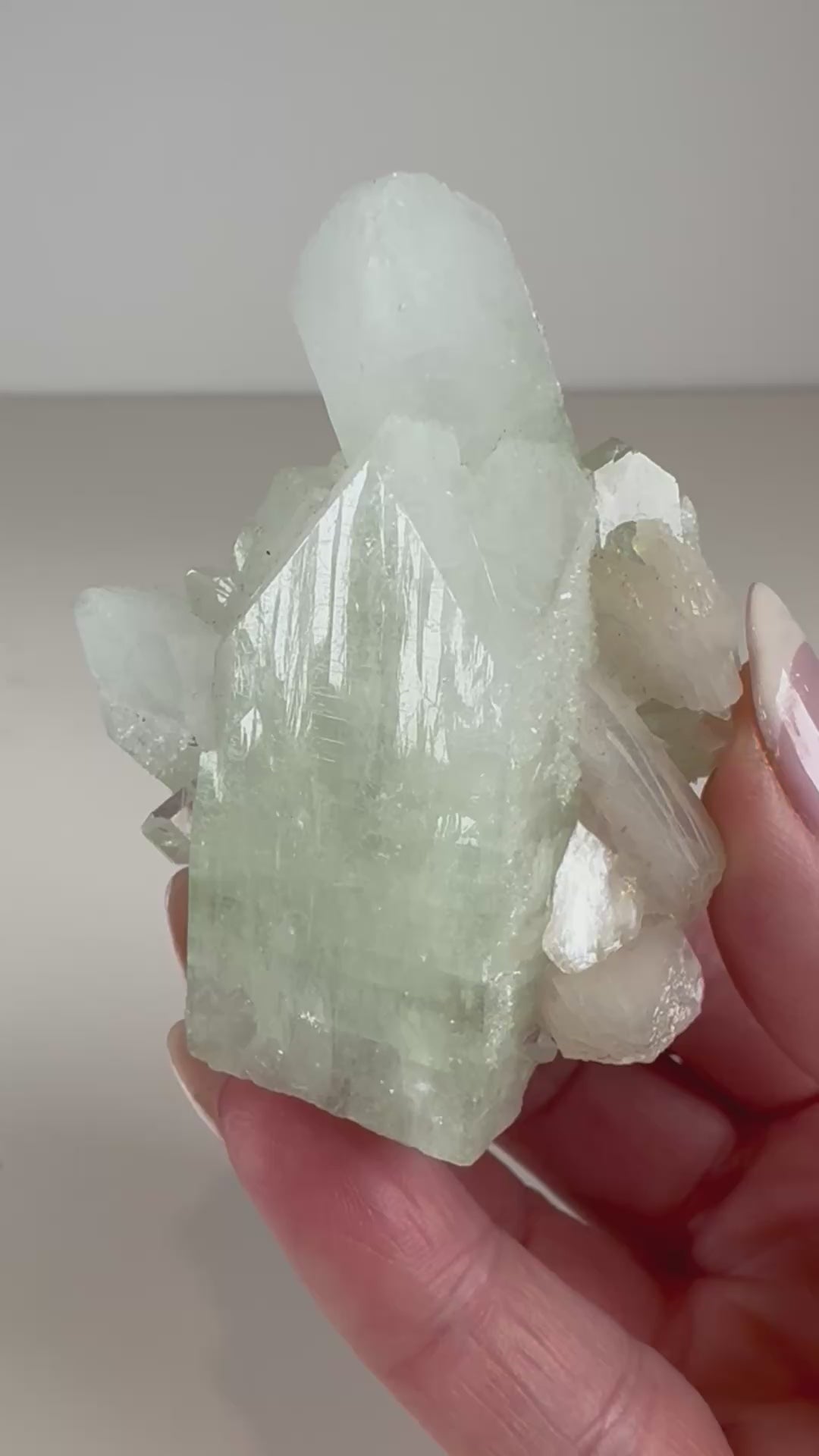 Green Apophyllite with Peach Stilbite