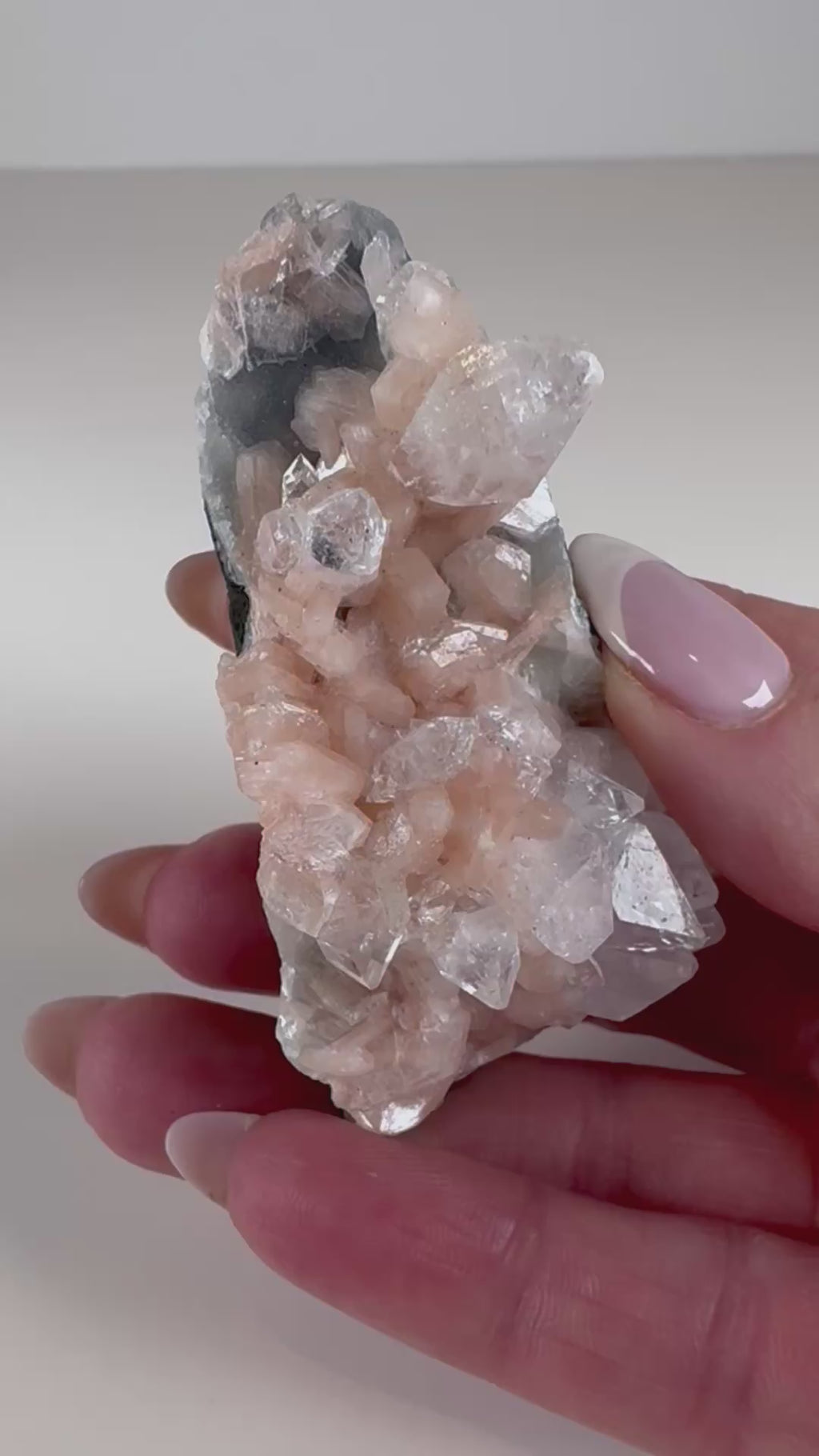 White Apophyllite with Peachy Stilbite
